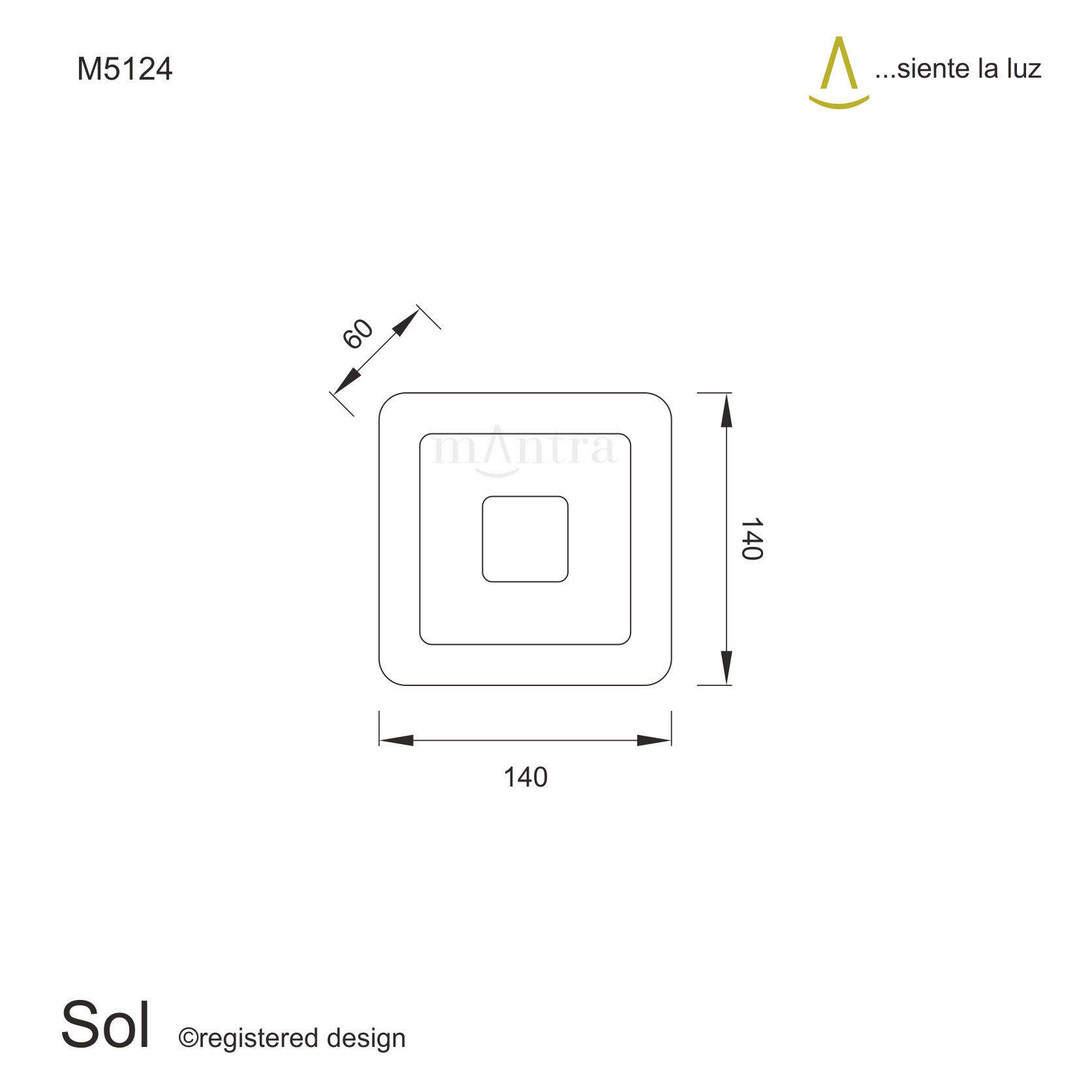 M5124  Sol Wall Lamp Square 4W LED